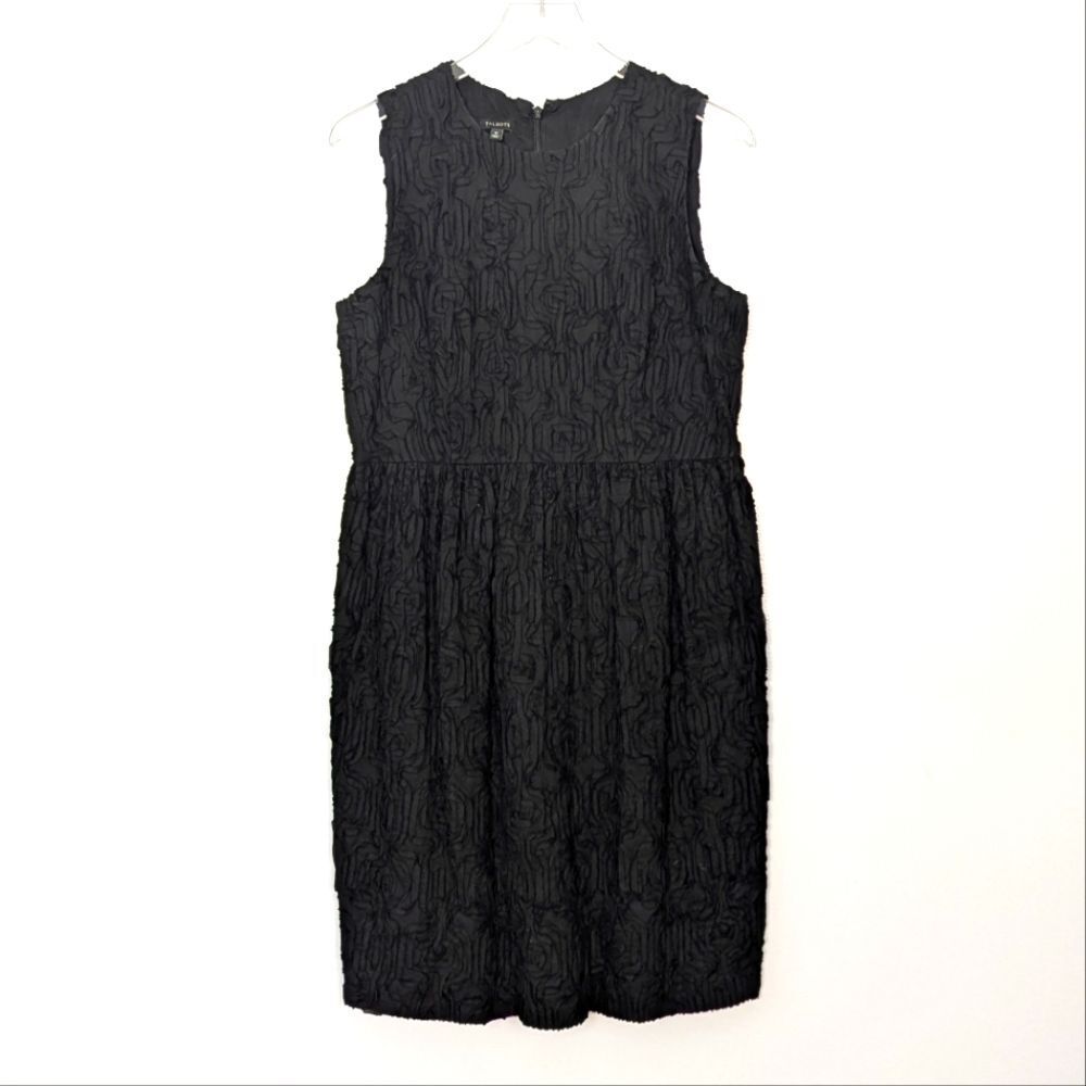 Talbots Textured Floral Sleeveless Dress Women's 12 Black